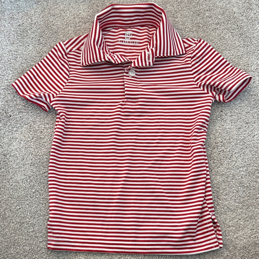 The class club Kids Red and White Striped Polo